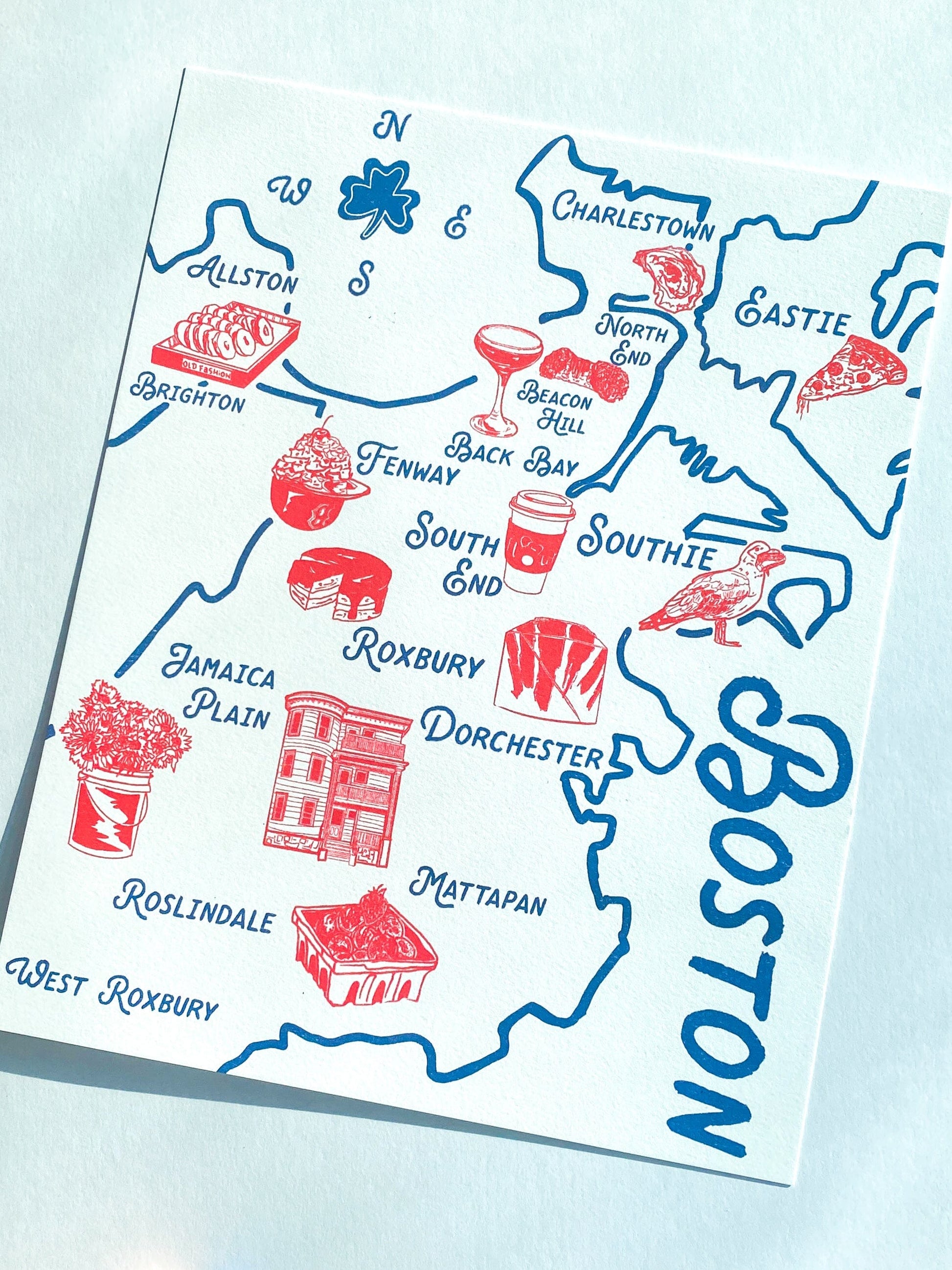 Maker / Scholar “Best of Boston” - Illustrated Map of Boston | Fine Art Risograph Print