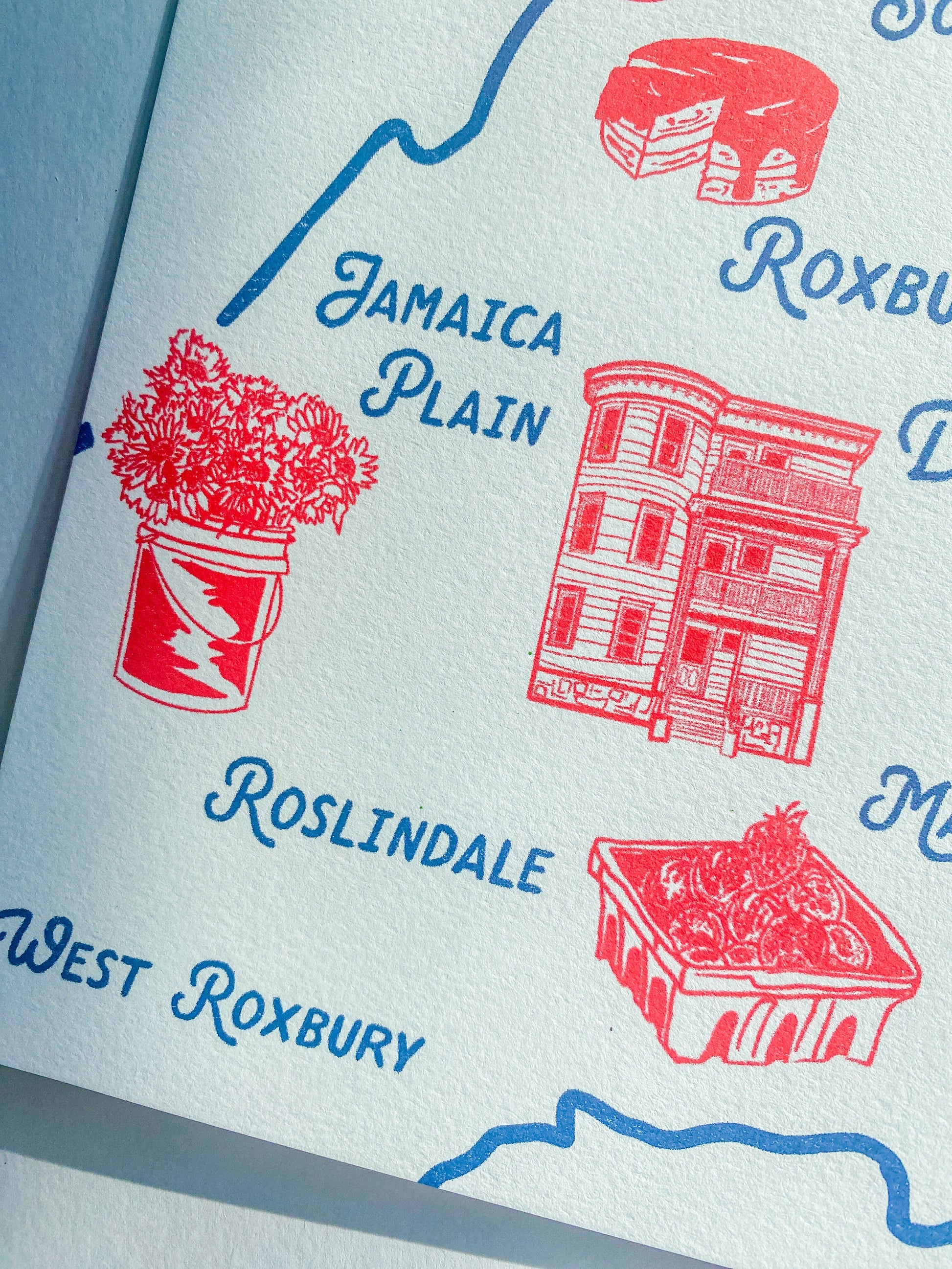 Maker / Scholar “Best of Boston” - Illustrated Map of Boston | Fine Art Risograph Print