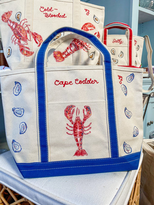 Maker / Scholar Cape Codder Large Hand Painted Tote Bag
