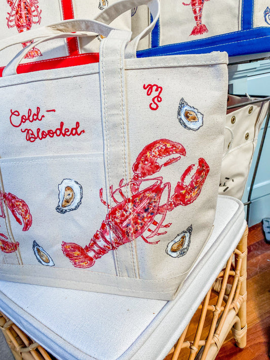 Maker / Scholar Cold-Blooded Large Hand Painted Tote Bag