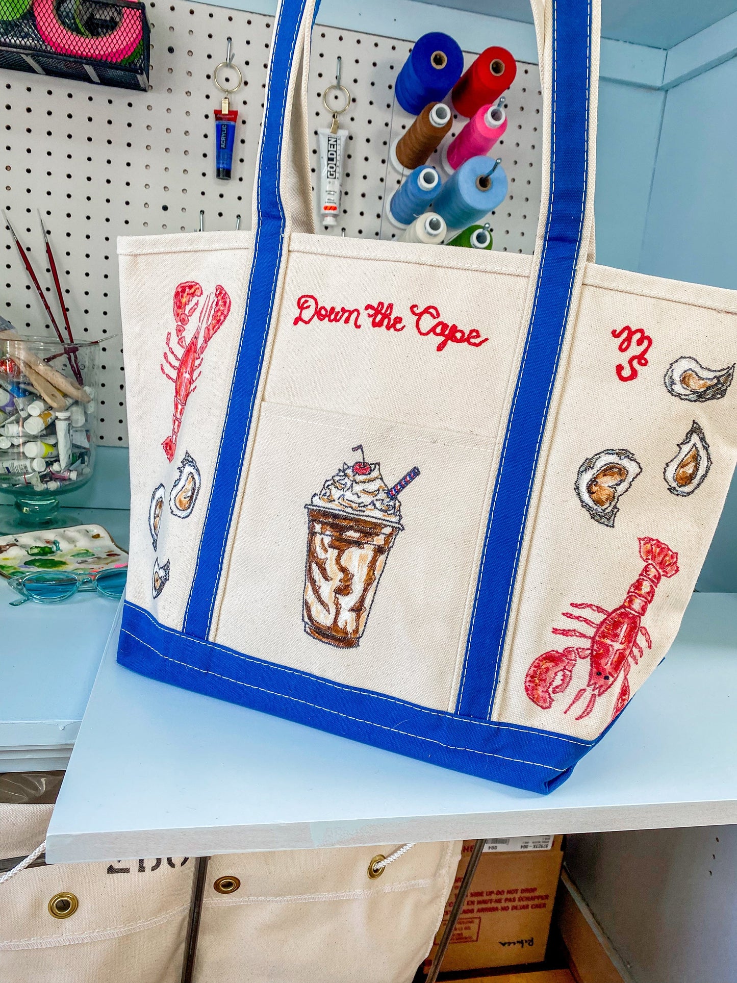 Maker / Scholar "Down the Cape" Large Hand Painted Tote