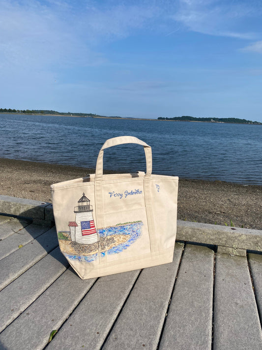Maker / Scholar Ferry Godmother Handpainted Nantucket Tote Bag