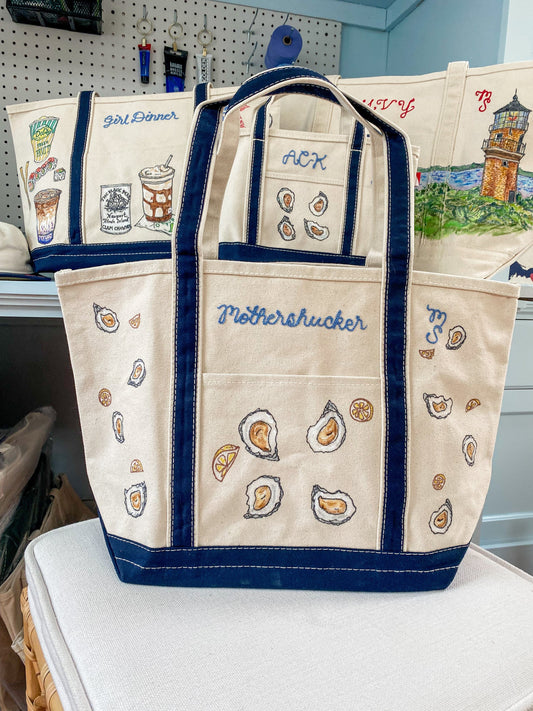 Maker / Scholar Large Mothershucker Hand Painted Tote