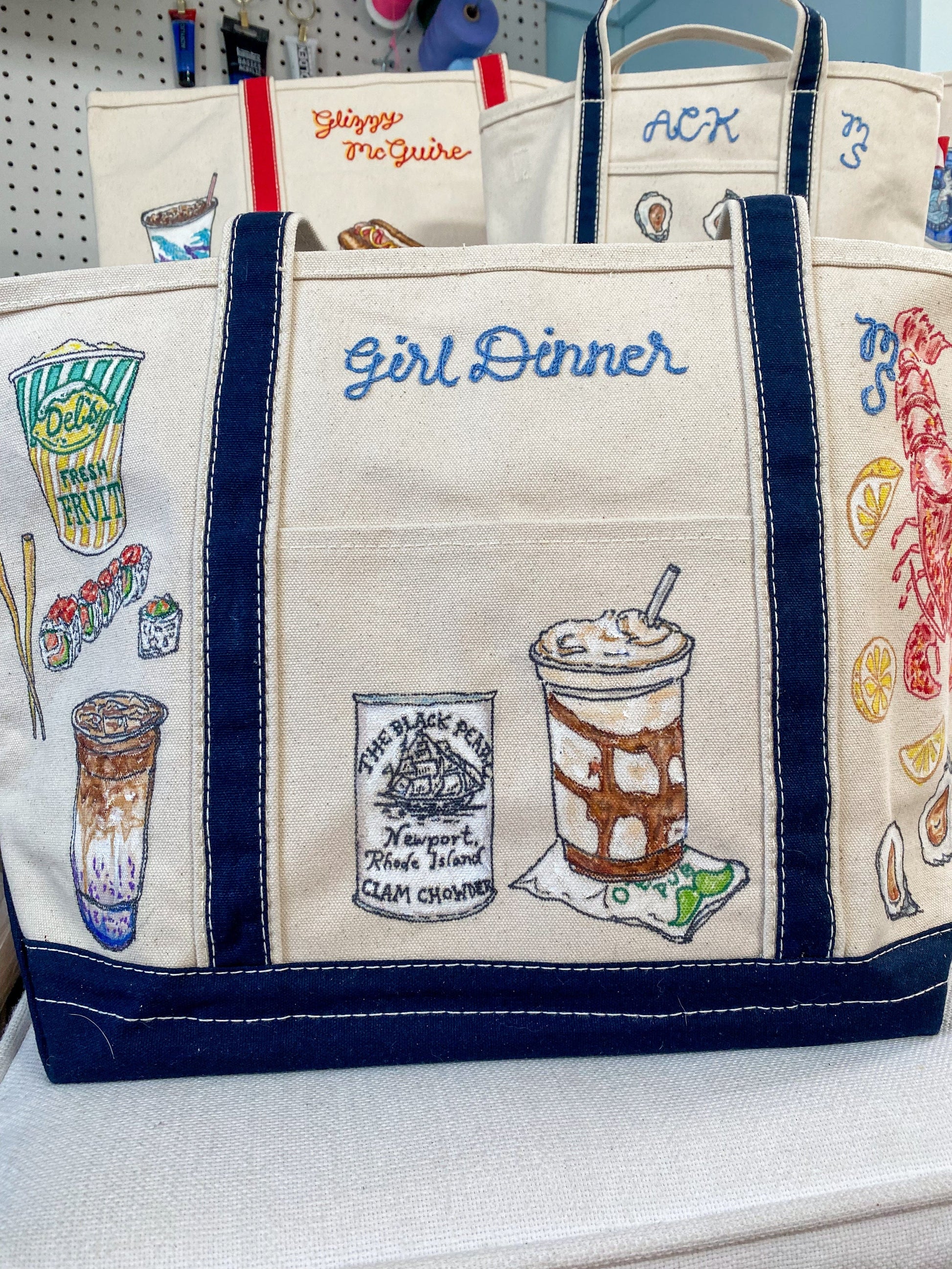 Maker / Scholar Large Newport Girl Dinner Hand Painted Tote