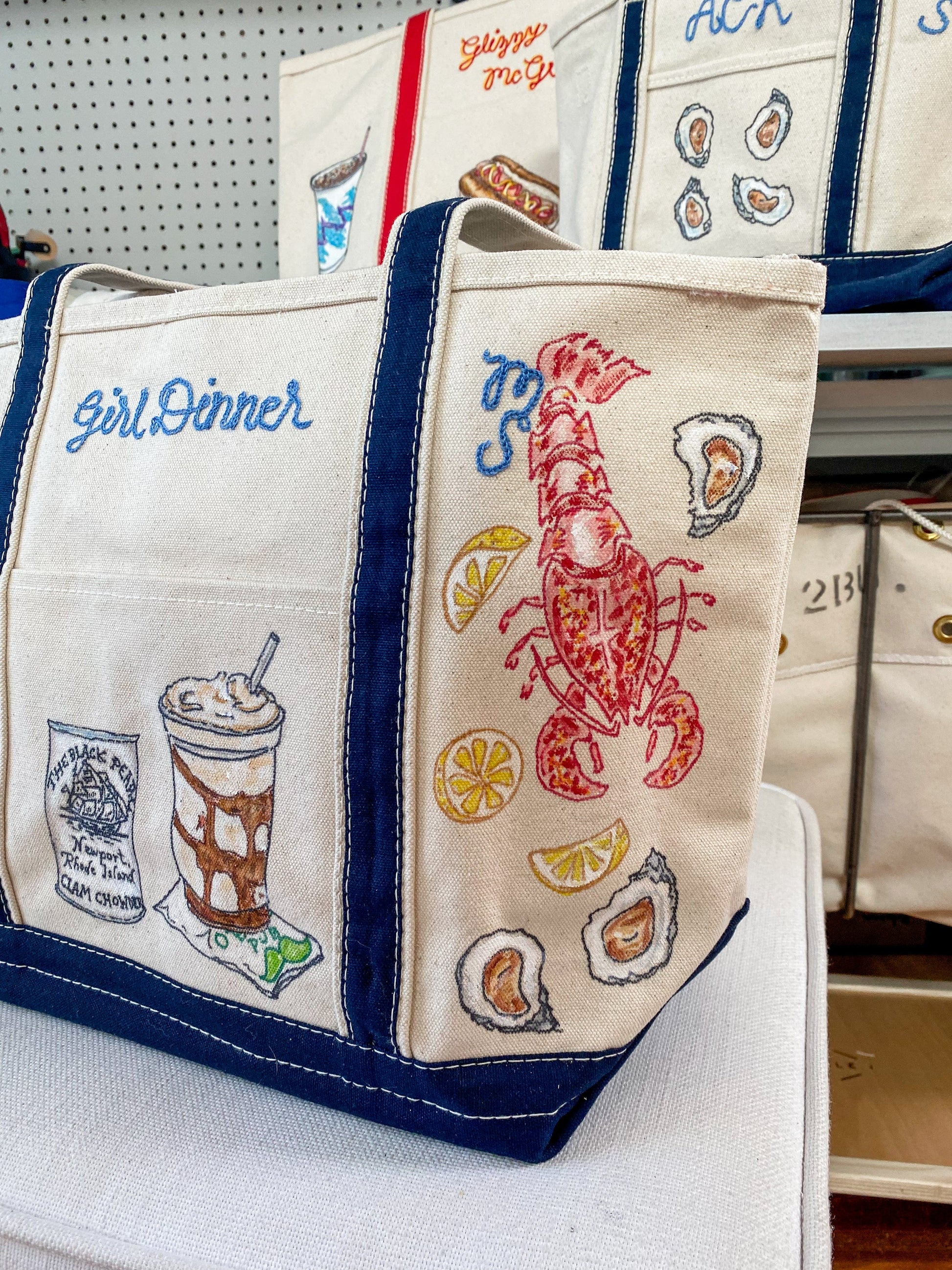 Maker / Scholar Large Newport Girl Dinner Hand Painted Tote