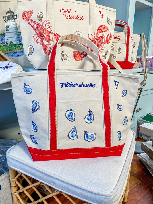 Maker / Scholar Mothershucker Large Hand Painted Tote Bag (Fireworks Colorway)