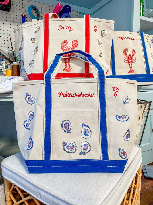 Maker / Scholar Mothershucker Large Hand Painted Tote Bag (Sunset Colorway)