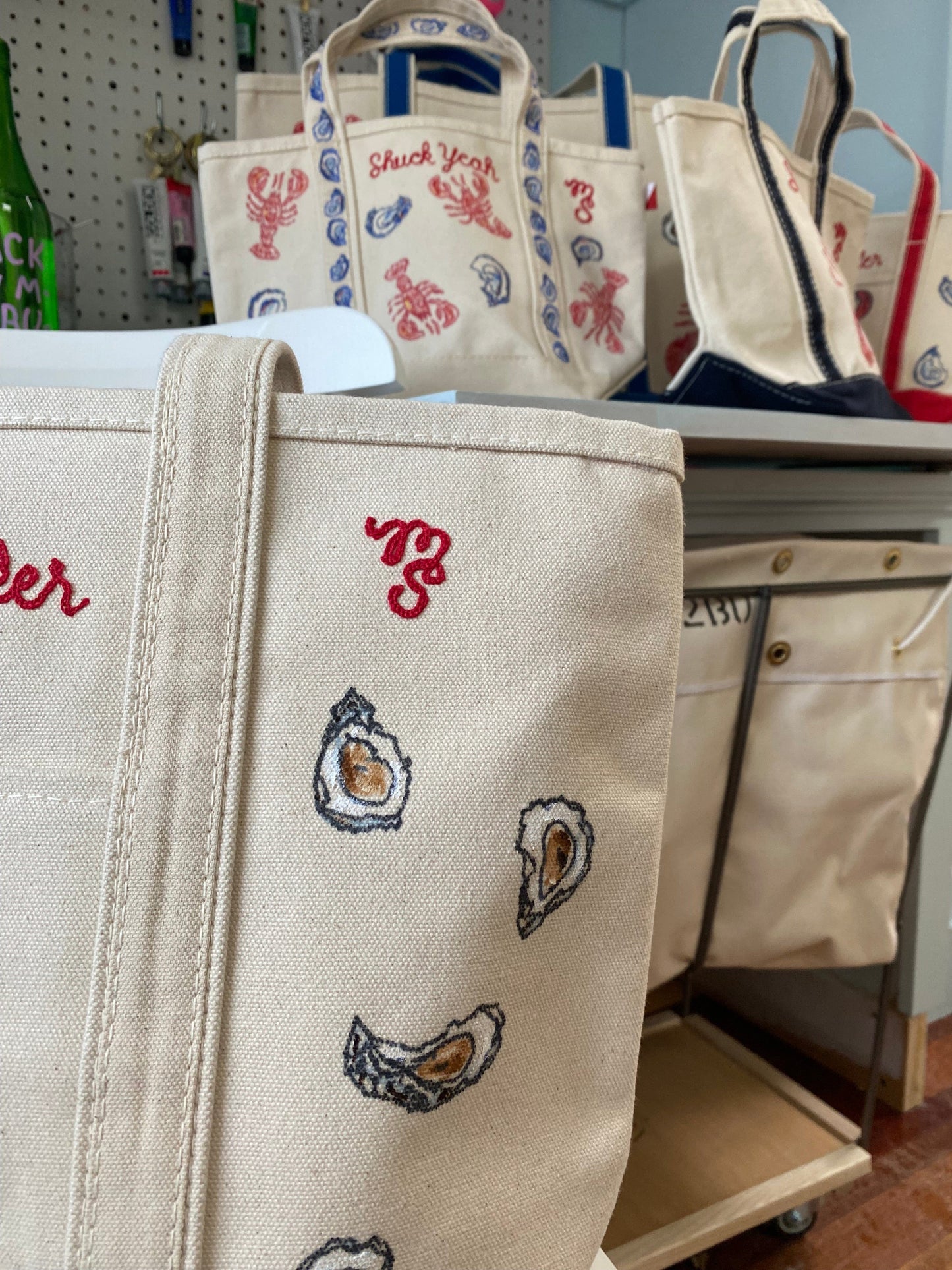 Maker / Scholar Natural Straps Mothershucker Large Hand Painted Tote
