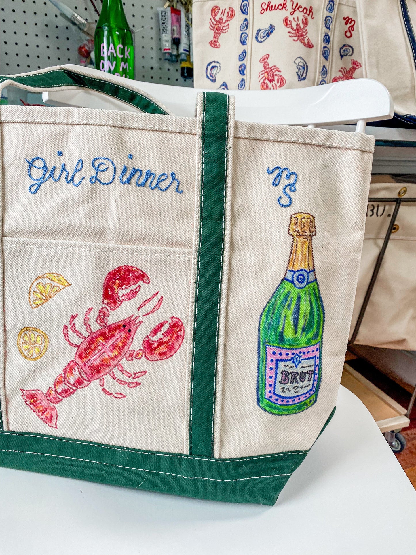 Maker / Scholar New England Girl Dinner Large Hand Painted Tote