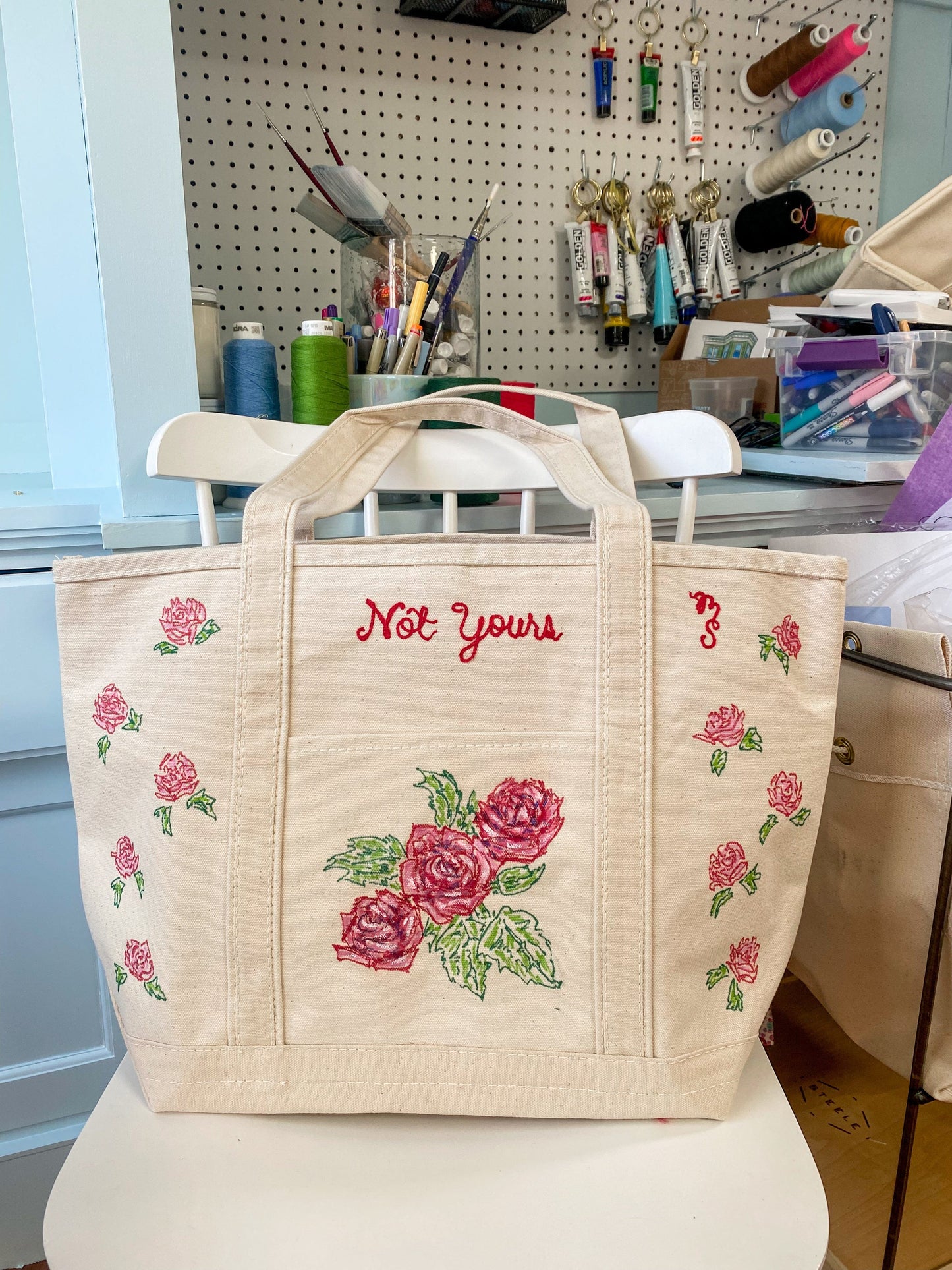 Maker / Scholar "Not Yours" Large Hand Painted Tote Bag