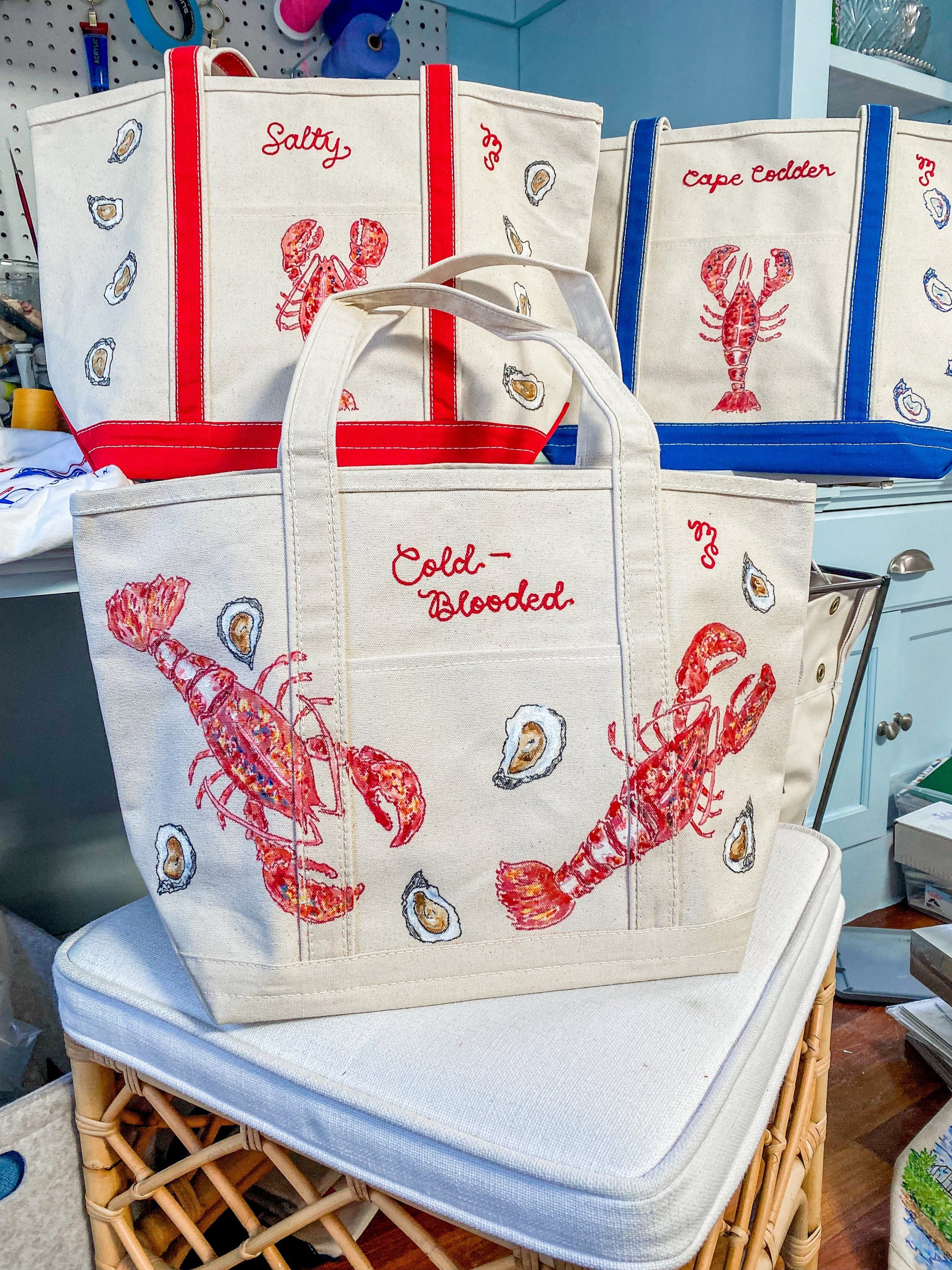 Maker / Scholar Cold-Blooded Large Hand Painted Tote Bag