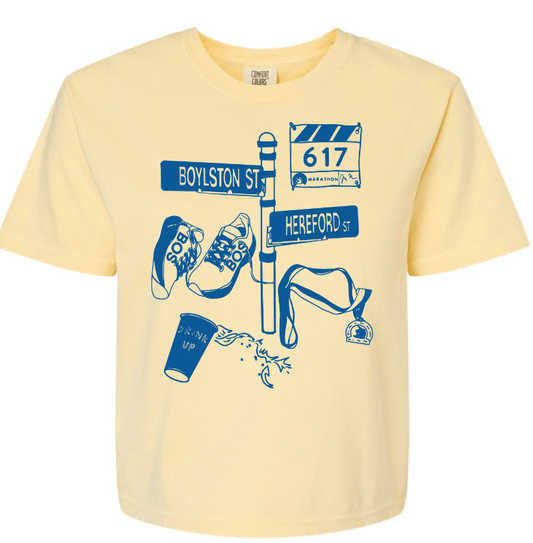 Maker / Scholar Cropped Monday Run Club Tee Shirt | Yellow Cropped Short Sleeve
