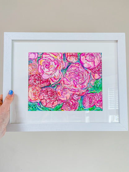 Maker / Scholar Deconstructed Bouquet: Peonies | Framed Watercolor Painting