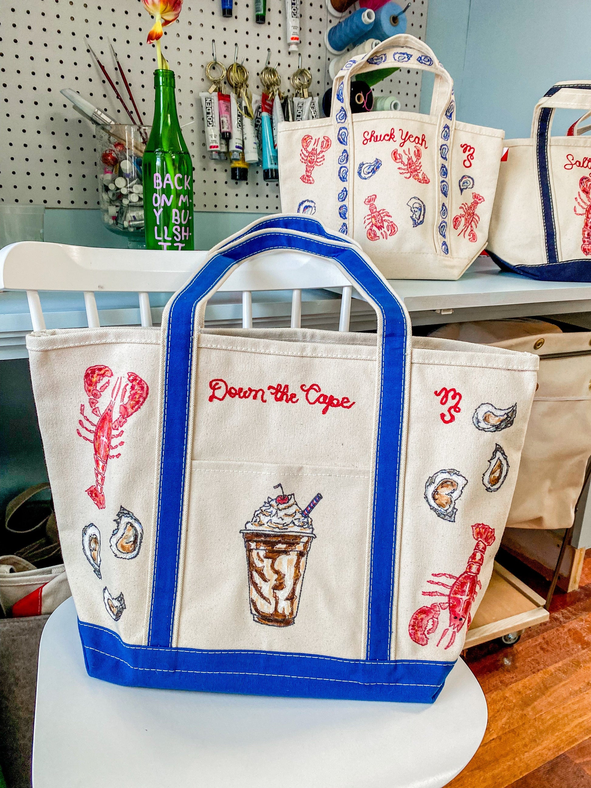 Maker / Scholar "Down the Cape" Large Hand Painted Tote