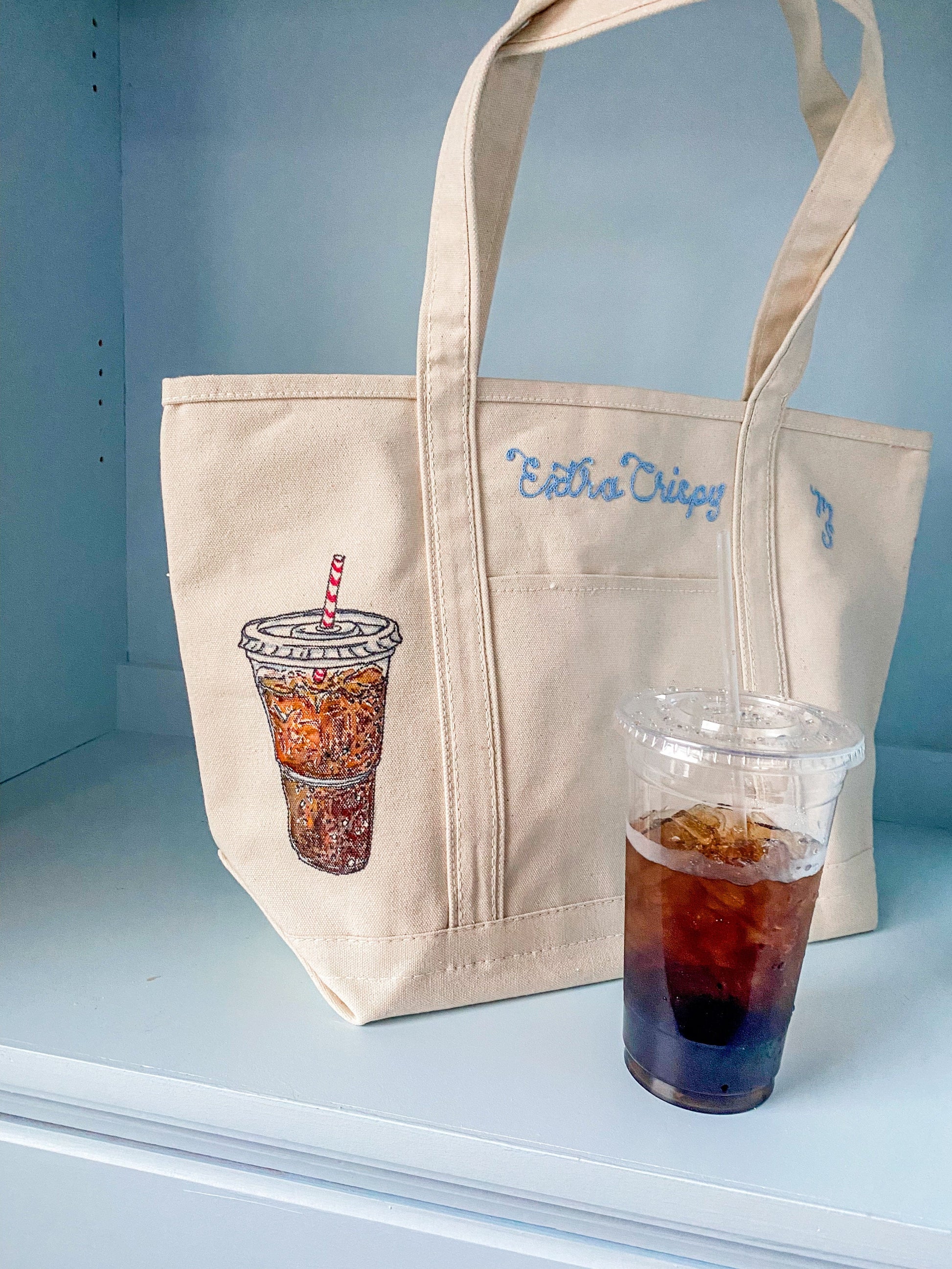 Maker / Scholar Extra Crispy Hand Painted Tote Bag (Canvas Strap)