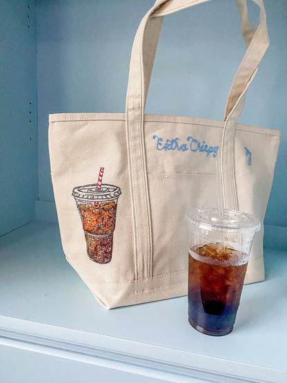 Maker / Scholar Extra Crispy Hand Painted Tote Bag (Canvas Strap)