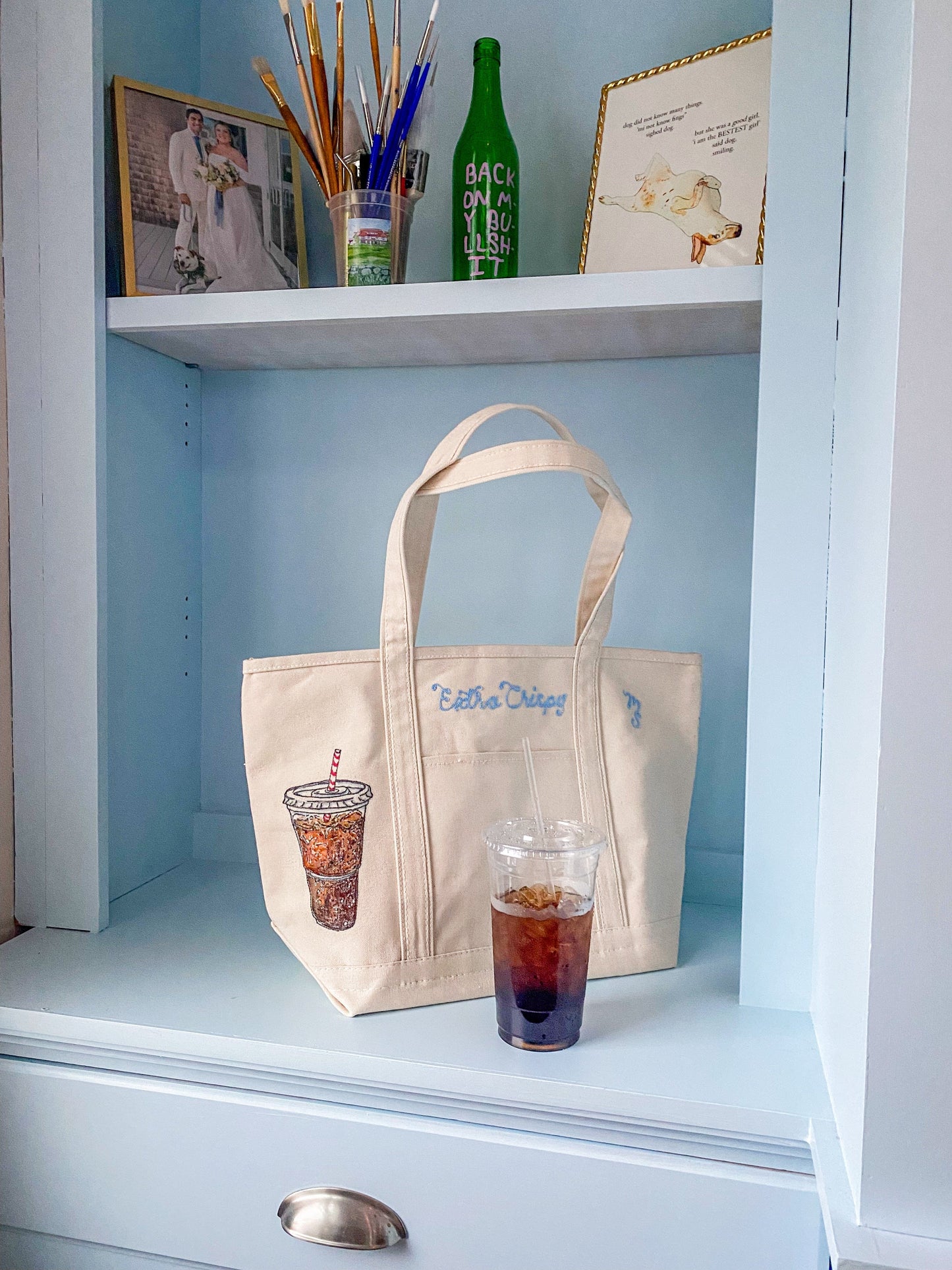 Maker / Scholar Extra Crispy Hand Painted Tote Bag (Canvas Strap)