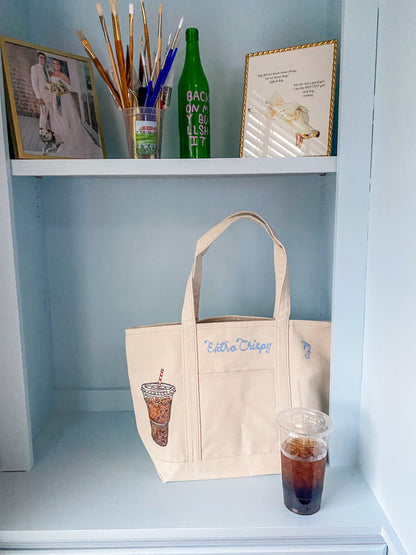 Maker / Scholar Extra Crispy Hand Painted Tote Bag (Canvas Strap)