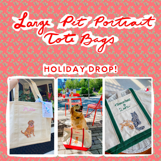 Maker / Scholar Holiday Drop: Large Pet Portrait Boat Totes