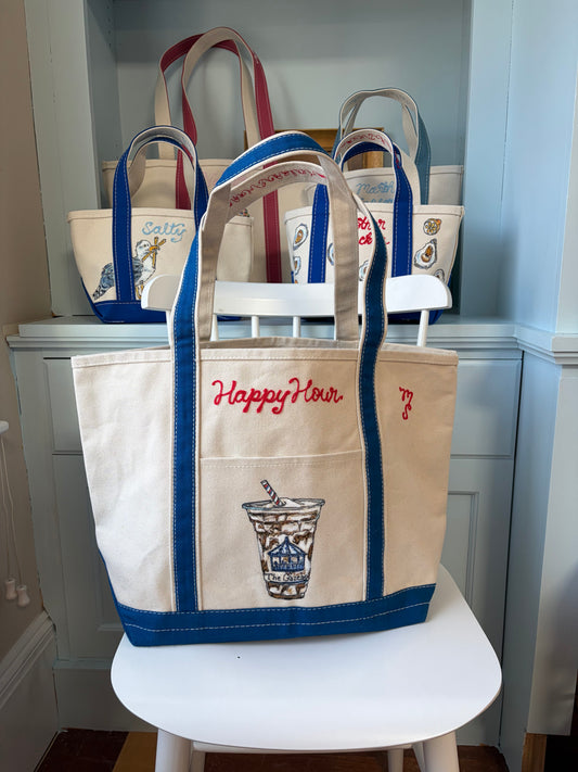 Maker / Scholar Large Happy Hour Hand Painted Tote