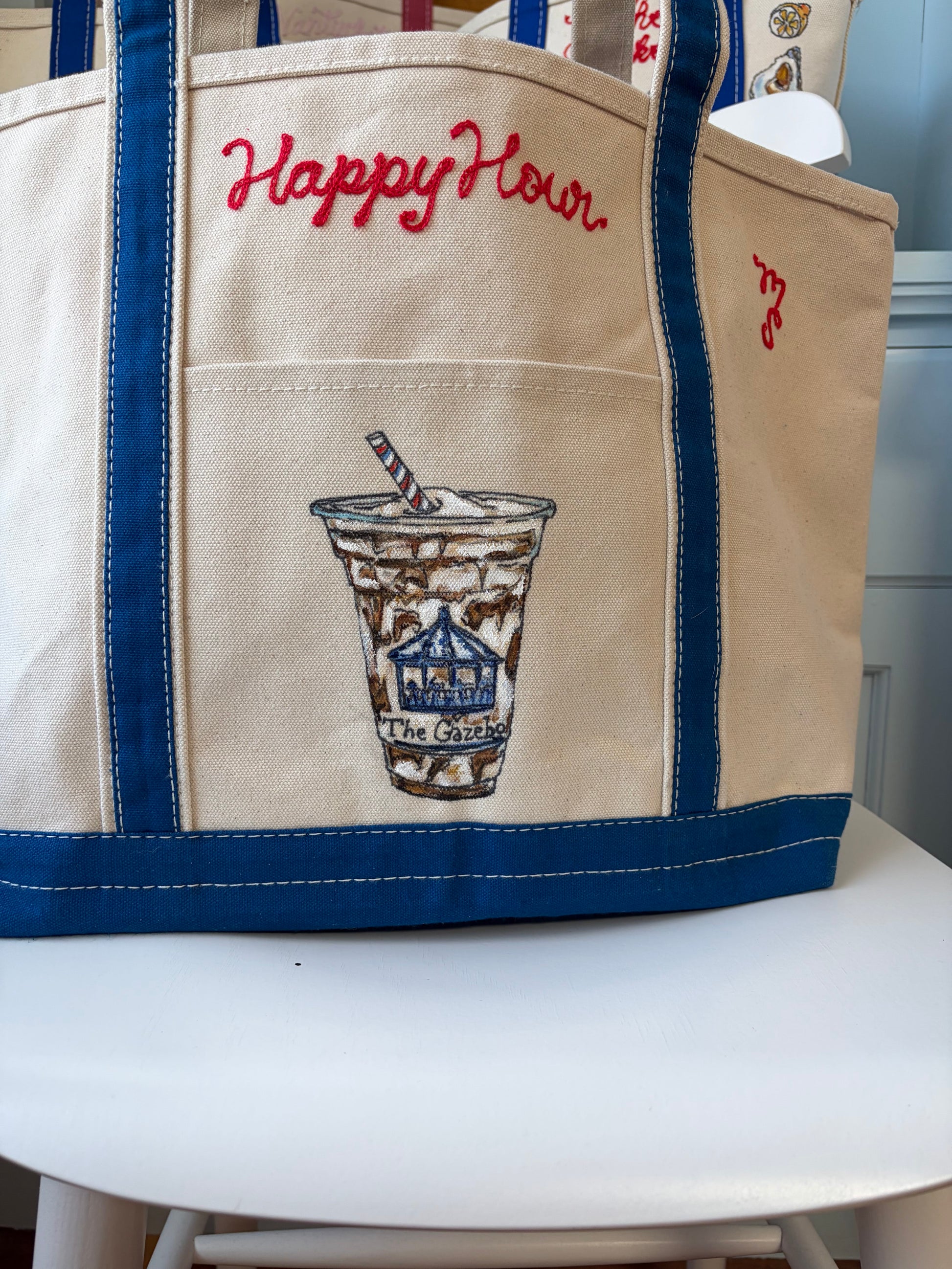 Maker / Scholar Large Happy Hour Hand Painted Tote
