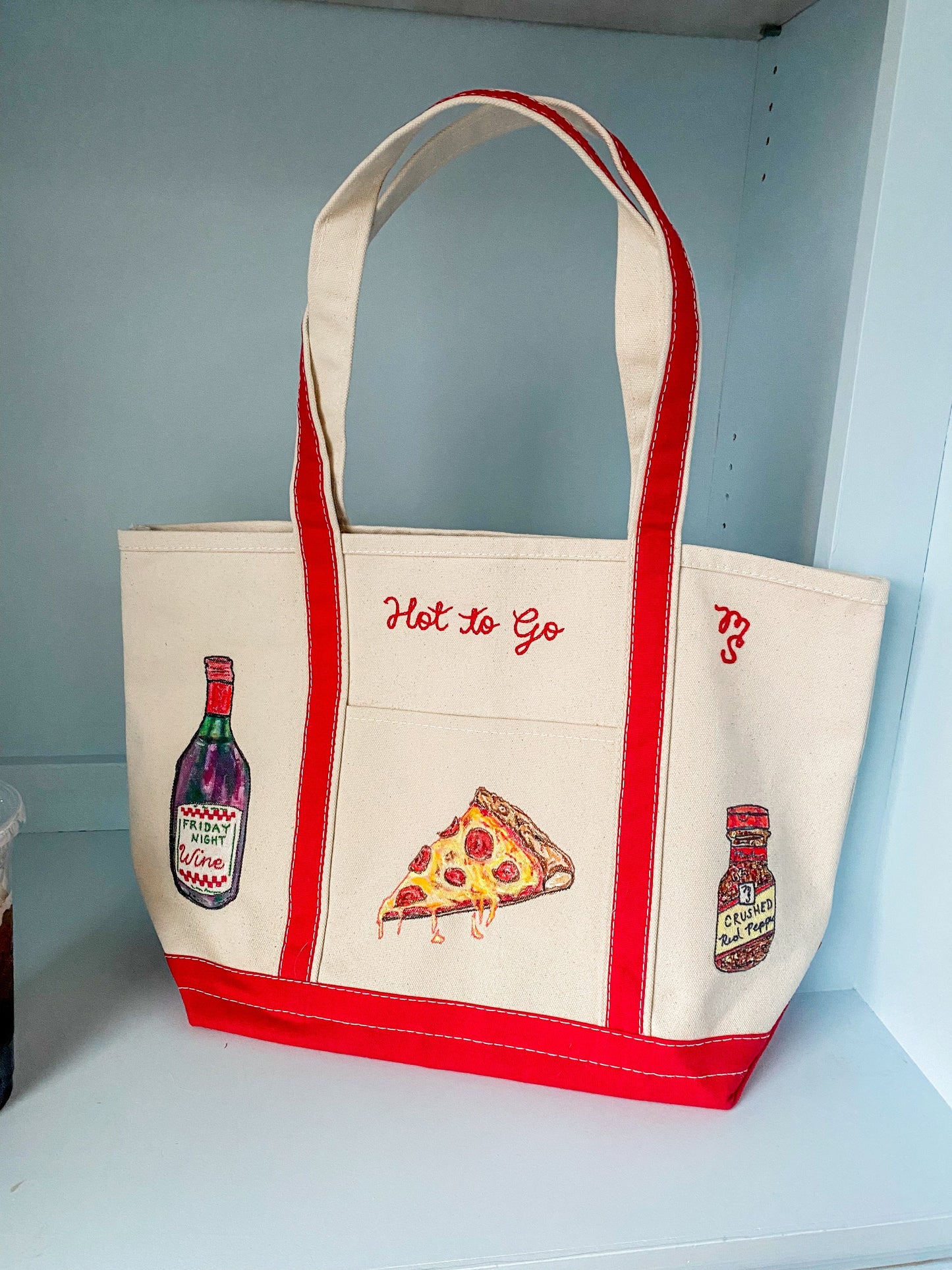Maker / Scholar Large "Hot to Go" Hand Painted Tote