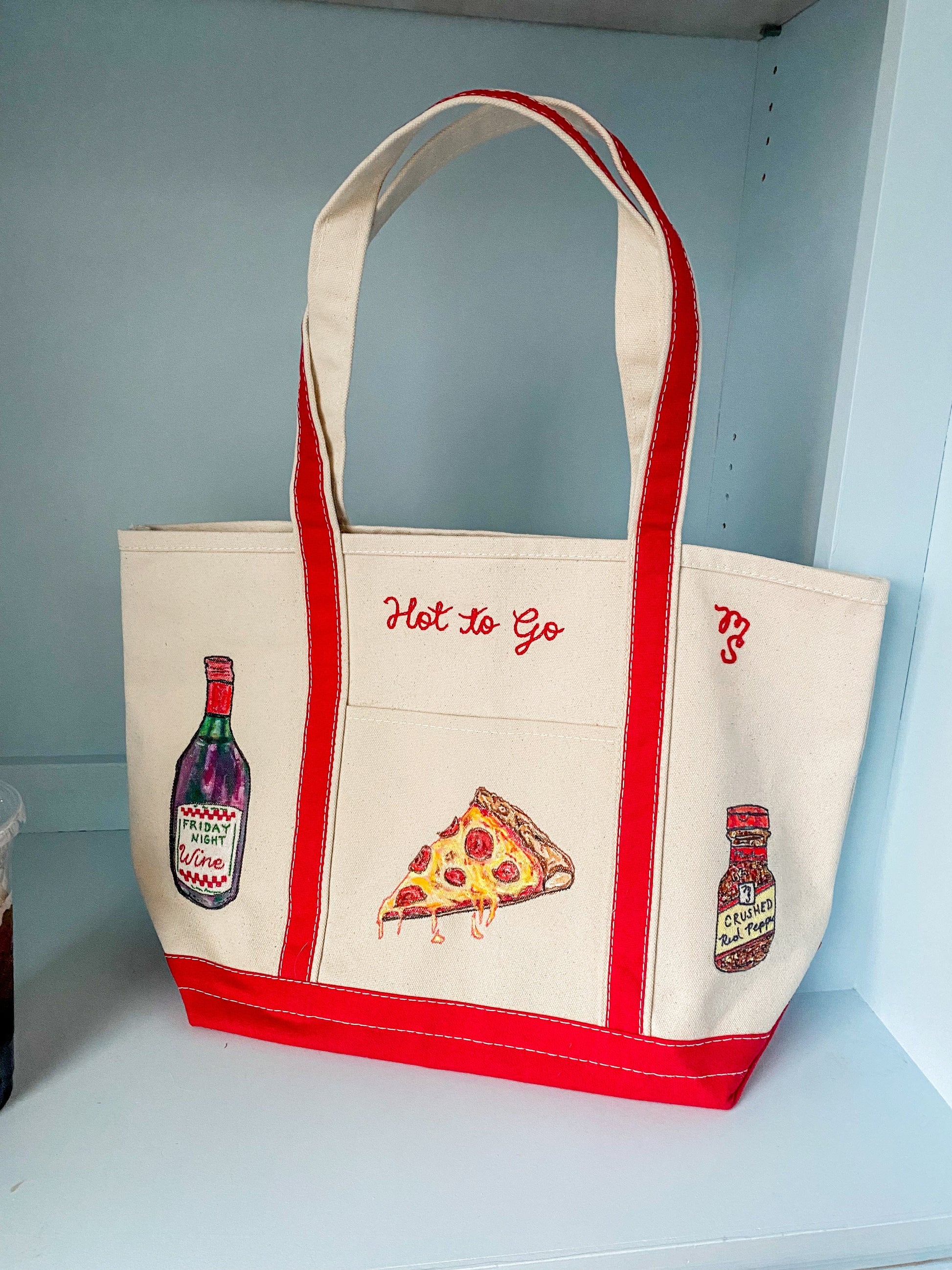 Maker / Scholar Large "Hot to Go" Hand Painted Tote