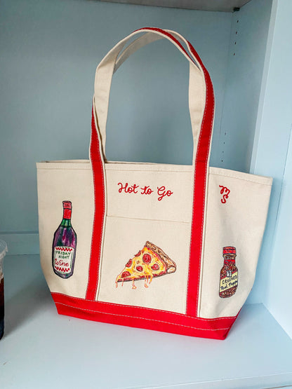 Maker / Scholar Large "Hot to Go" Hand Painted Tote