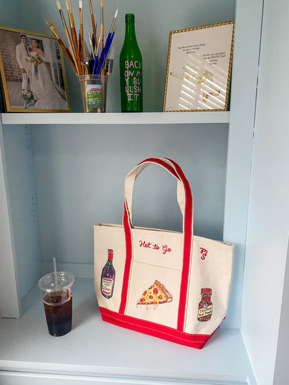Maker / Scholar Large "Hot to Go" Hand Painted Tote