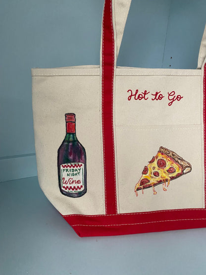 Maker / Scholar Large "Hot to Go" Hand Painted Tote