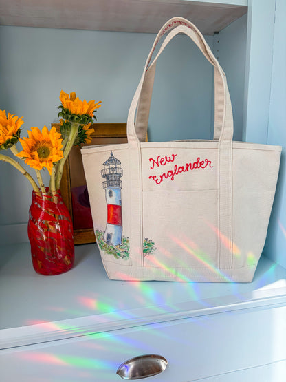 Maker / Scholar Large “New Englander” Hand Painted Tote