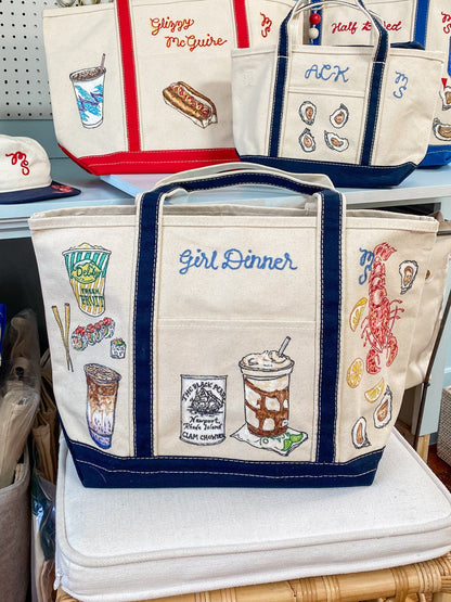 Maker / Scholar Large Newport Girl Dinner Hand Painted Tote