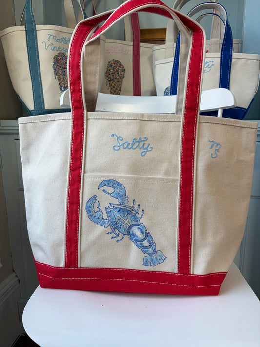 Maker / Scholar Large Salty Lobster Hand Painted Tote