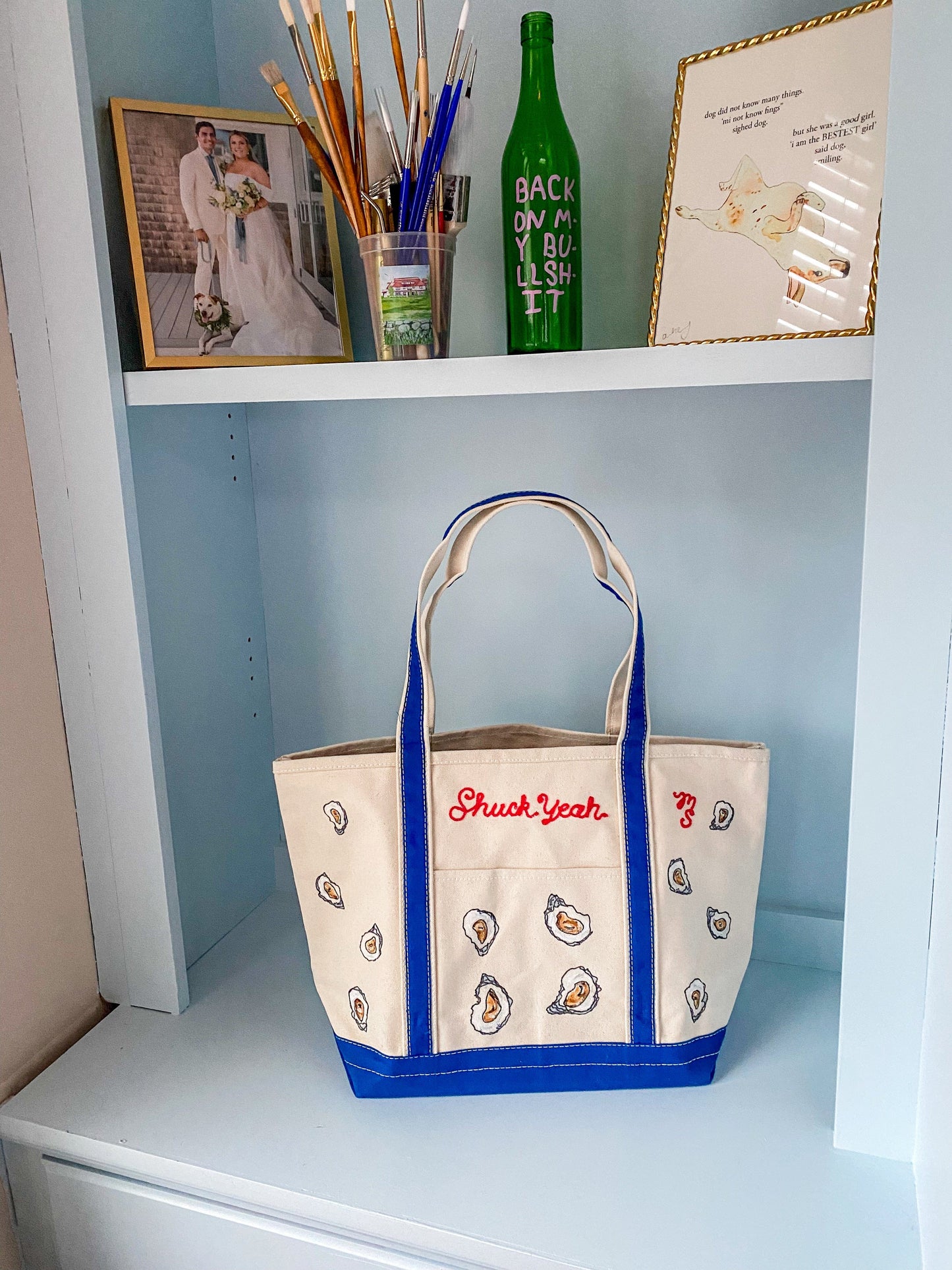 Maker / Scholar Large "Shuck yeah" Hand Painted Tote