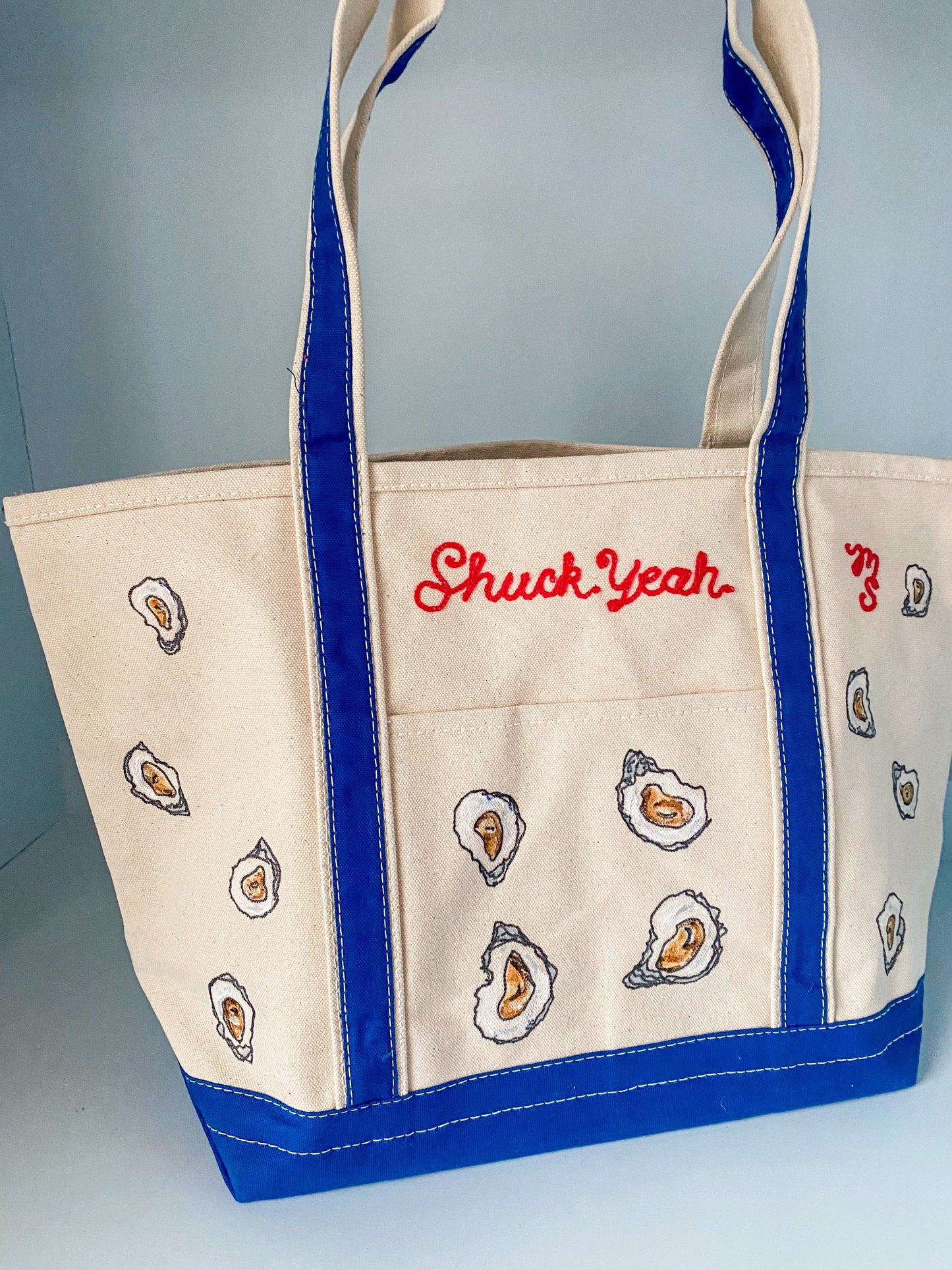 Maker / Scholar Large "Shuck yeah" Hand Painted Tote