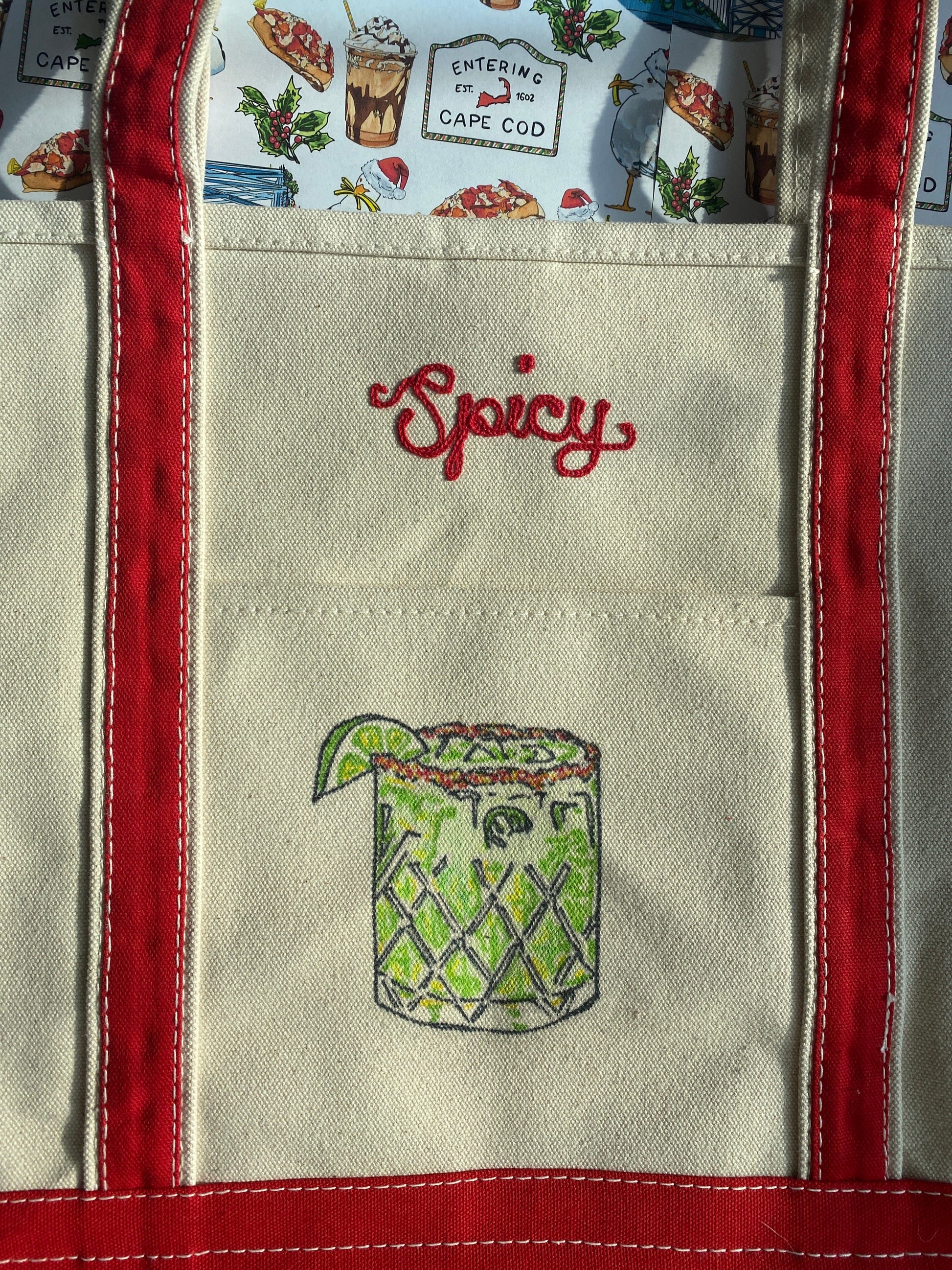 Maker / Scholar Large Spicy Handpainted Tote - Rocks Glass