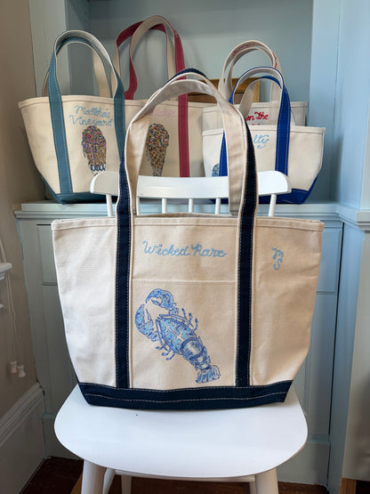 Maker / Scholar Large “Wicked Rare” Lobster Hand Painted Tote