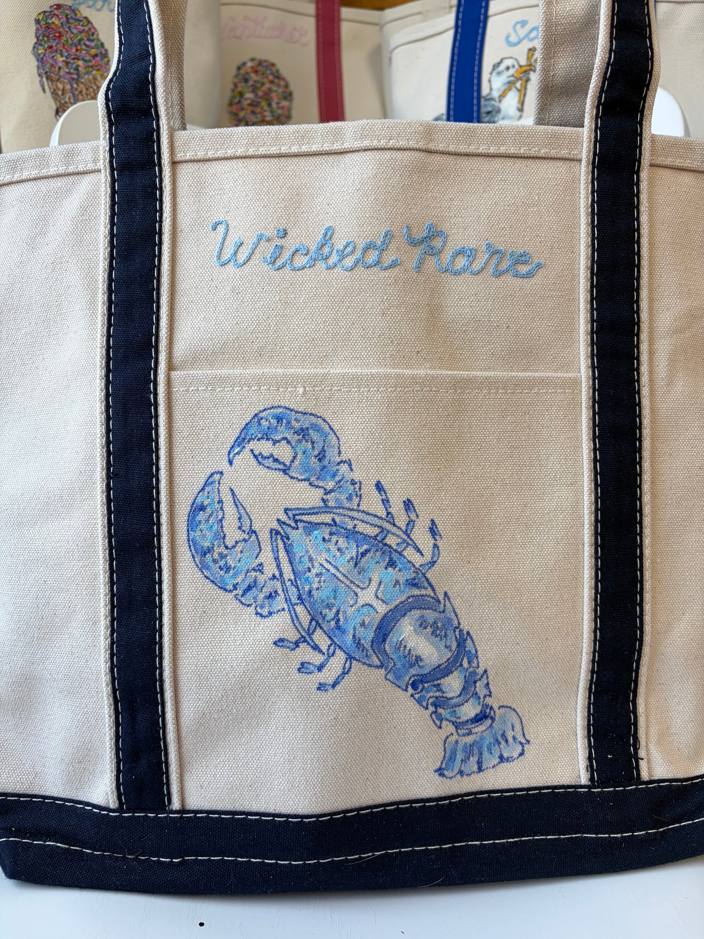 Maker / Scholar Large “Wicked Rare” Lobster Hand Painted Tote