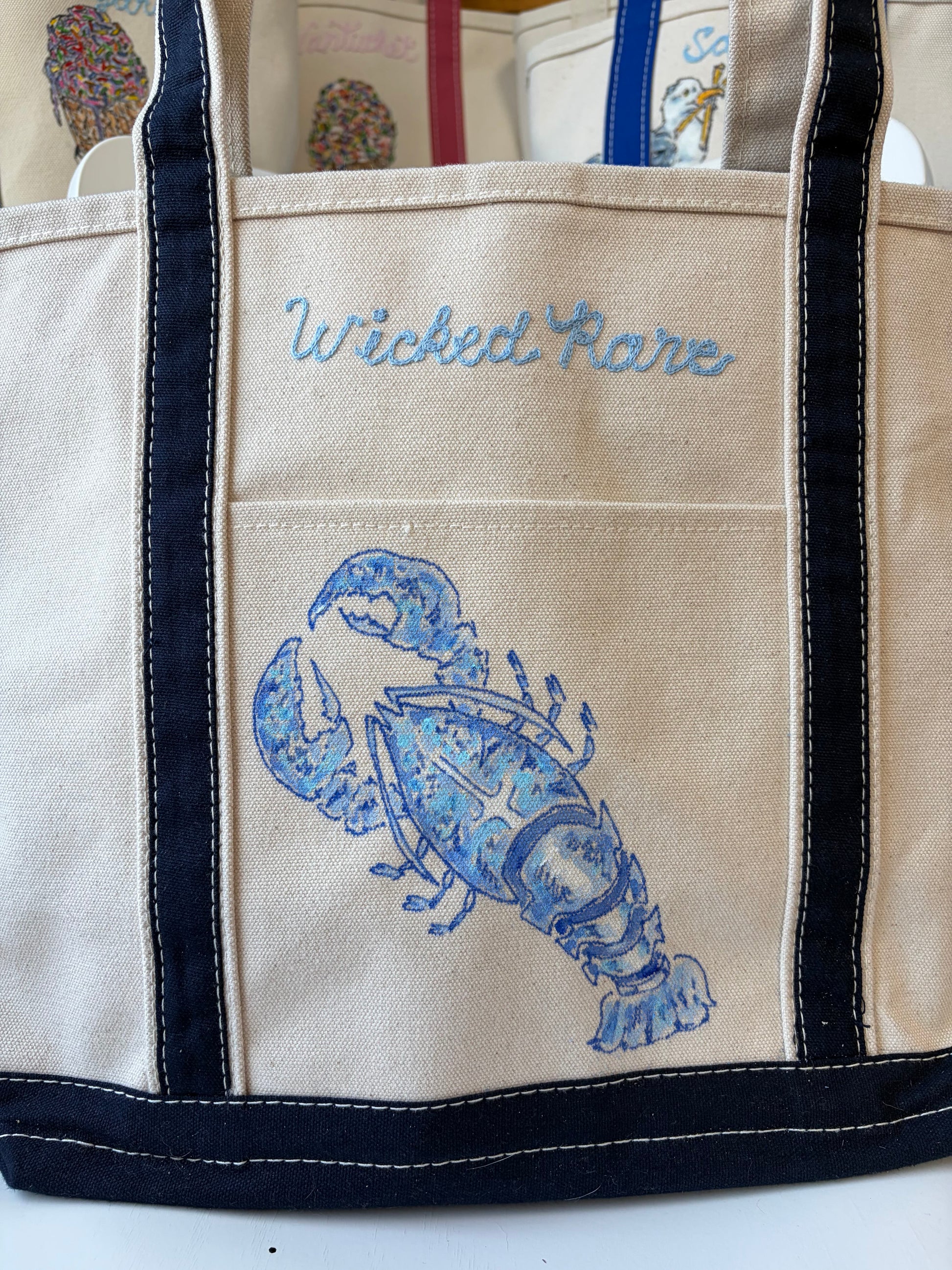 Maker / Scholar Large “Wicked Rare” Lobster Hand Painted Tote