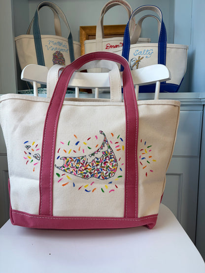 Maker / Scholar Medium / Large Nantucket Sprinkles Hand Painted Tote