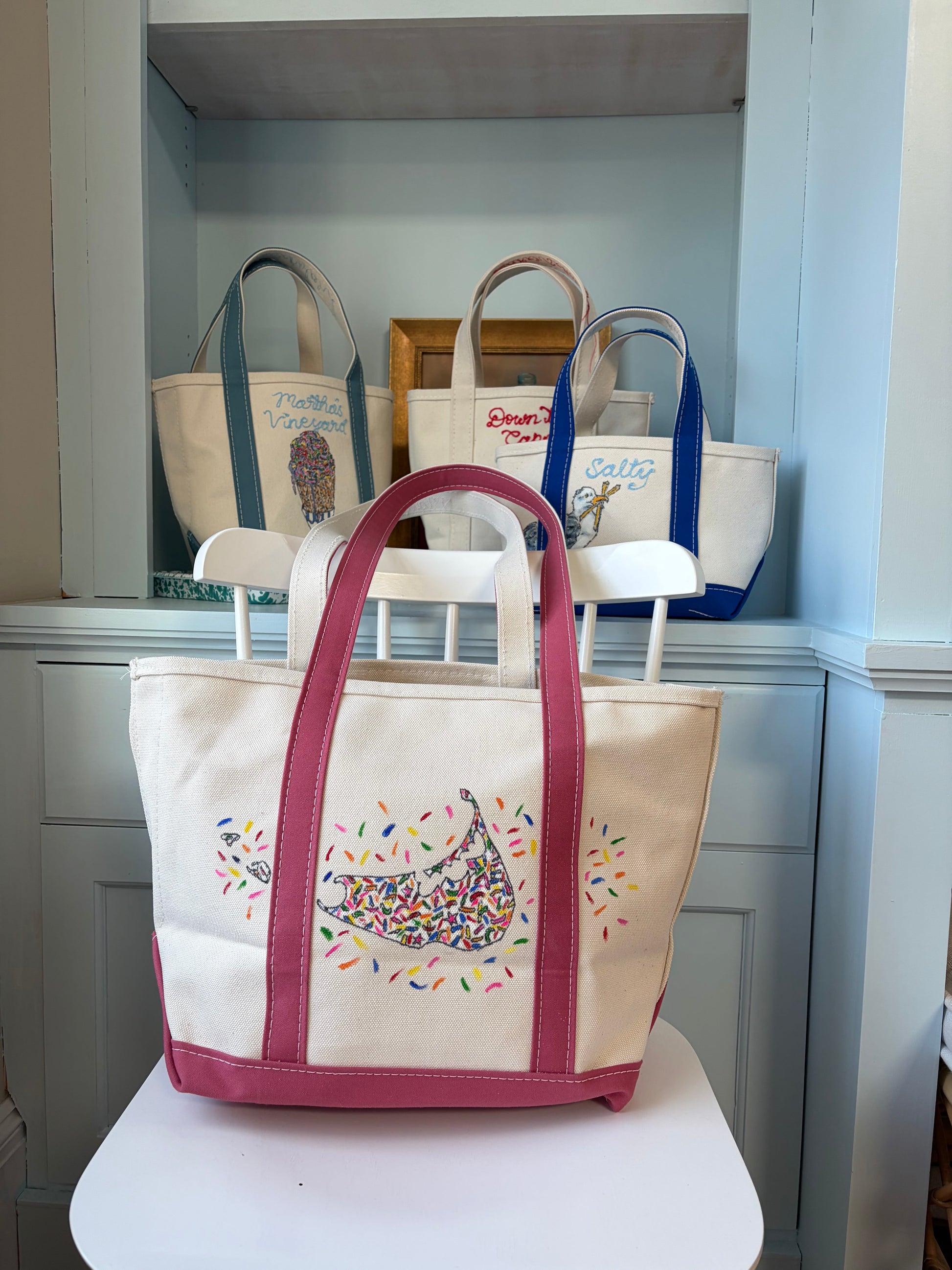 Maker / Scholar Medium / Large Nantucket Sprinkles Hand Painted Tote