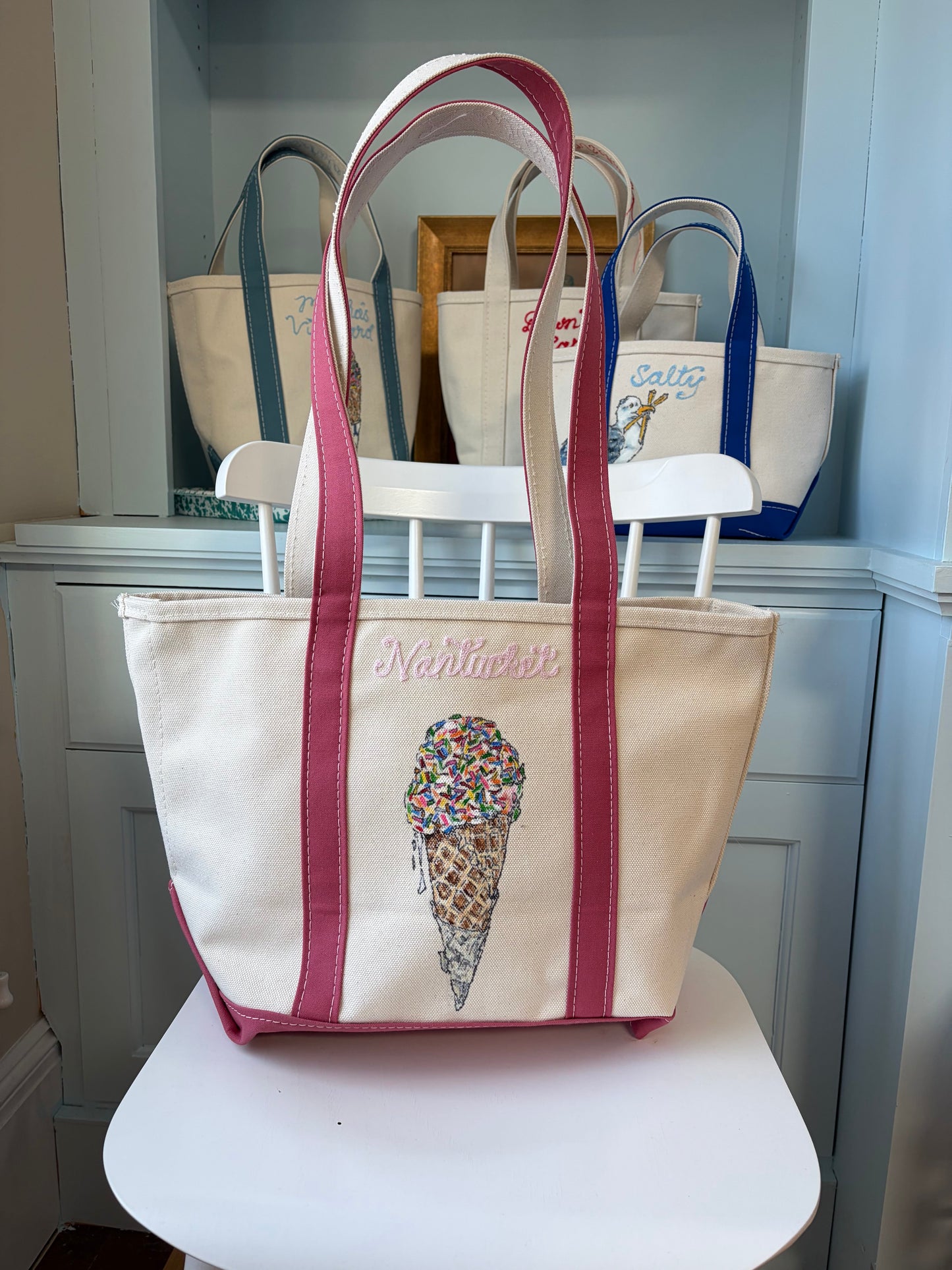 Maker / Scholar Medium / Large Nantucket Sprinkles Hand Painted Tote
