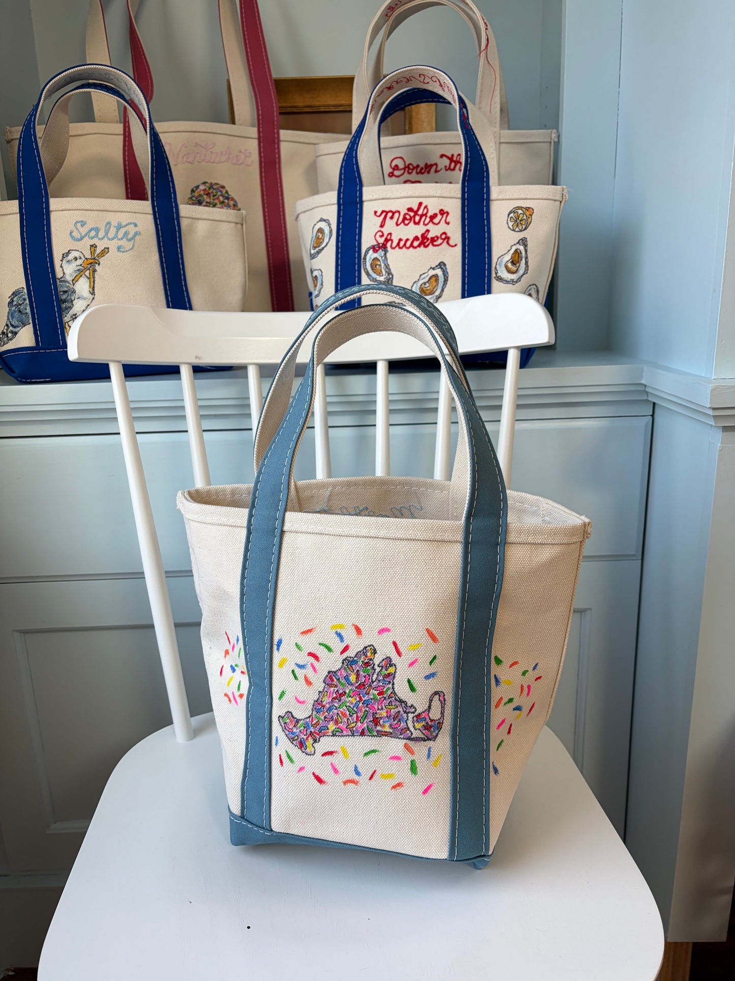 Maker / Scholar Medium Martha’s Vineyard Sprinkle Hand Painted Tote