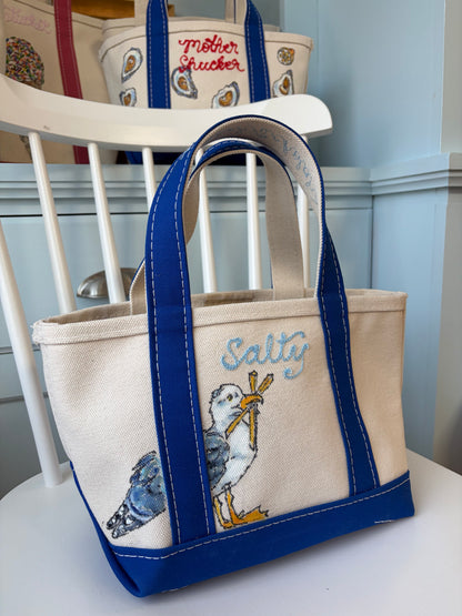 Maker / Scholar Mini Salty Seagull Hand Painted Tote