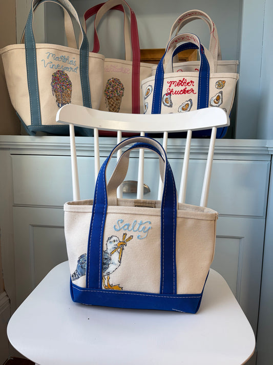 Maker / Scholar Mini Salty Seagull Hand Painted Tote