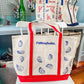 Maker / Scholar Red Straps Mothershucker Large Hand Painted Tote