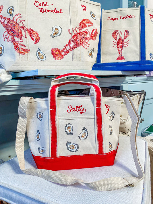 Maker / Scholar Salty Small Strappy Hand Painted Tote Bag