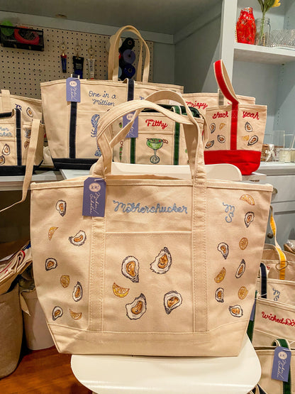 Maker / Scholar XL Mothershucker Hand Painted Tote (Canvas Straps)