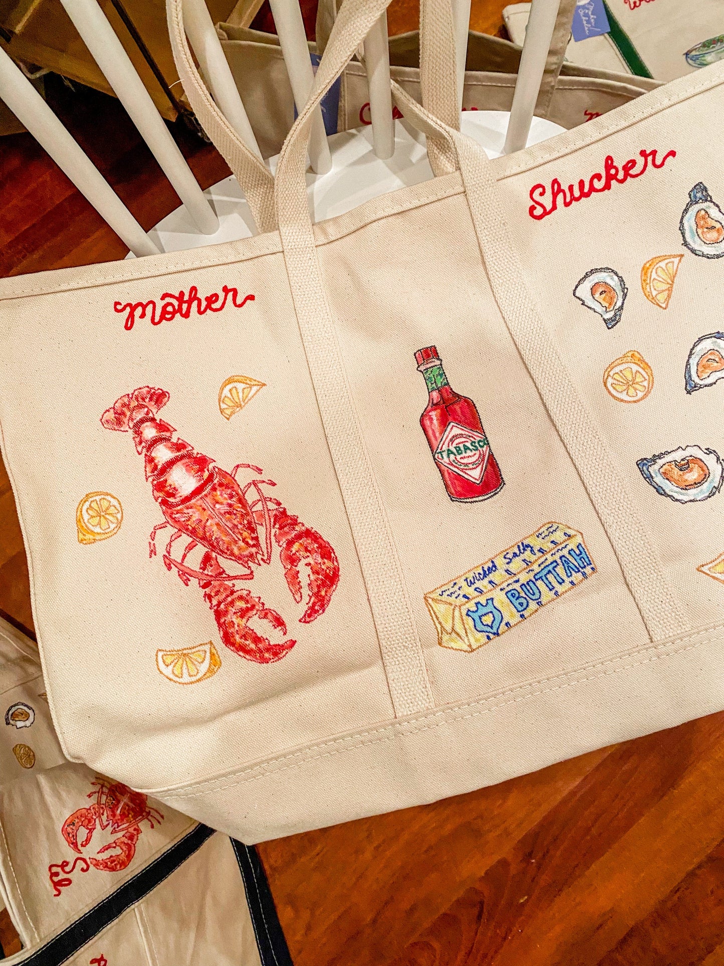 Maker / Scholar XL Mothershucker Hand Painted Tote (Steele Canvas)