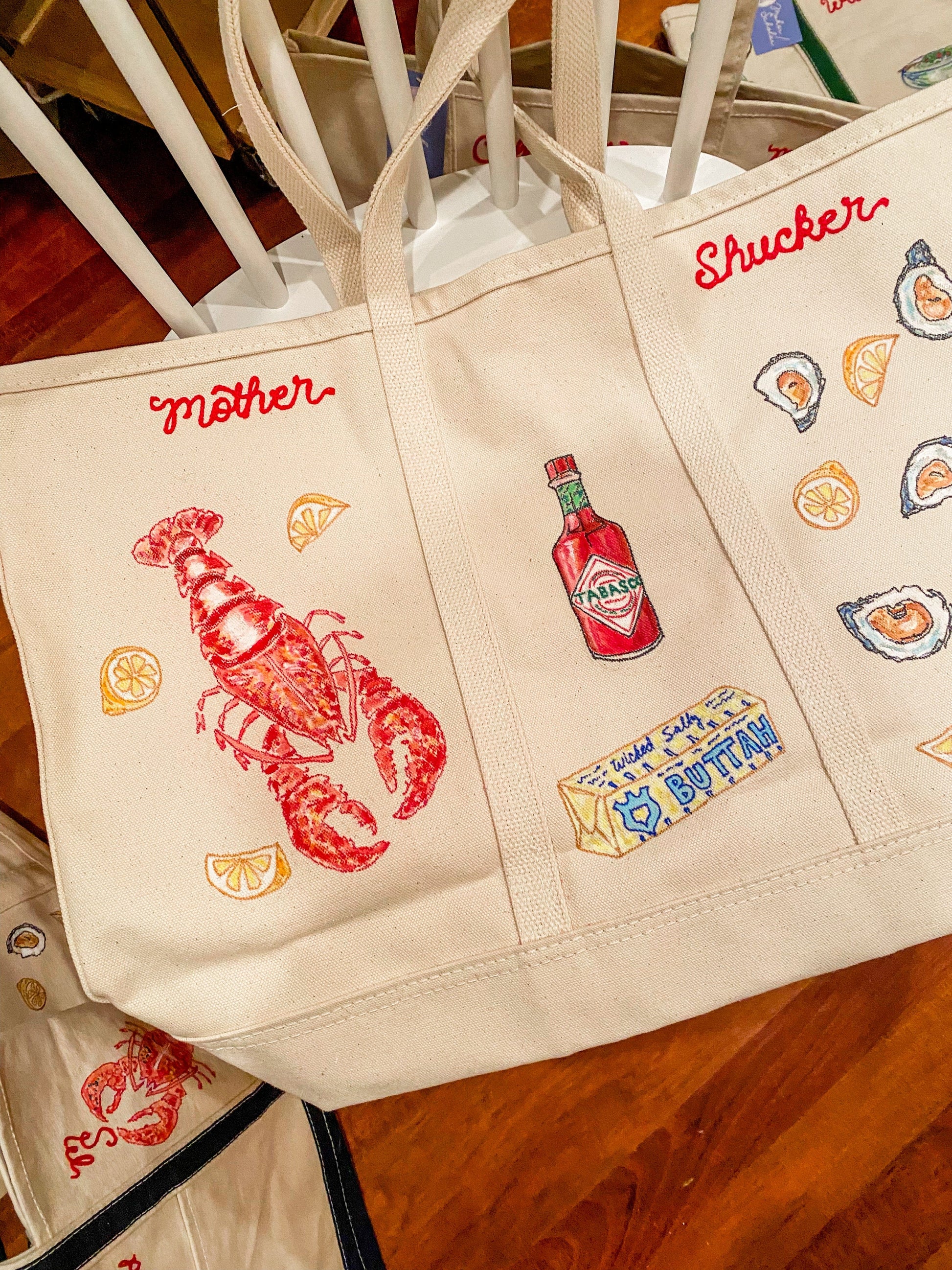 Maker / Scholar XL Mothershucker Hand Painted Tote (Steele Canvas)